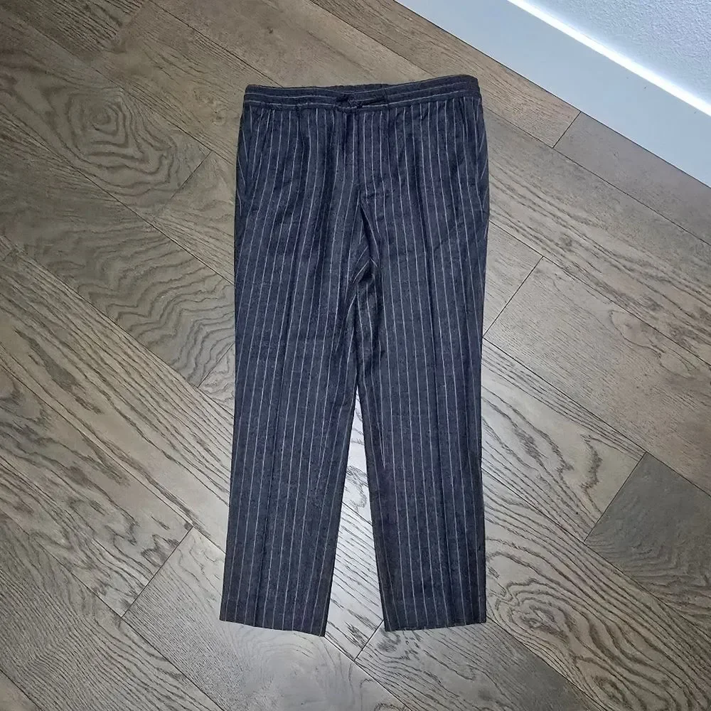 Sandro Wool Pinstripe Straight Leg Pants in Anthracite